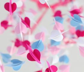 Pink, Blue & White Bird Nursery Mobile