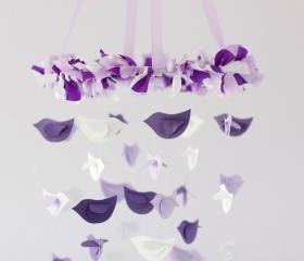 Purple, Lavender & White Bird Nursery Mobile